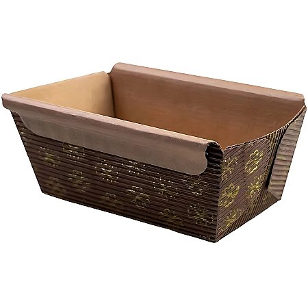 Forma Bolo Inglês Abas 100g - Decorado Flor Dourada - 10x6x5cm - 5 unidades - Ecopack - Rizzo