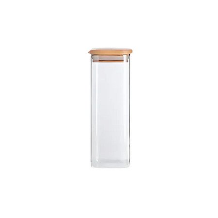 Pote De Vidro Hermético Com Tampa De Bambu - 6x15,5cm - 400ml - 1 unidade - Rizzo