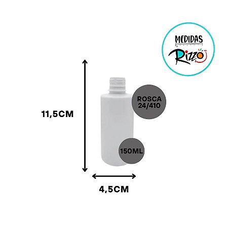 Frasco Para Perfumaria De Plástico PET Transparente - Rosca 24/410 - 150ml - 1 unidade - Rizzo