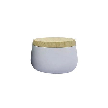 Lata de Metal com Tampa Estampa Madeira - Branca - 120ml - 6,5x5cm - 1 unidade - Rizzo
