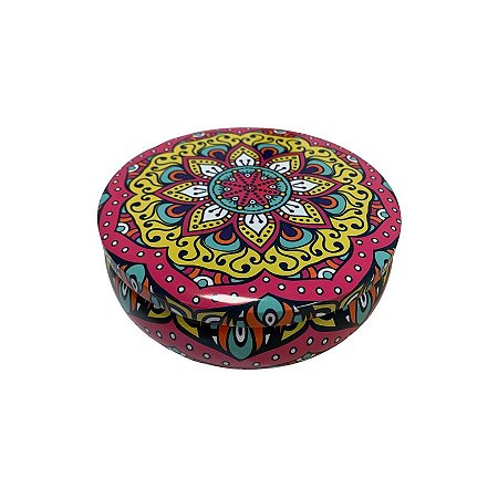 Lata De Metal Estampa De Mandala - Rosa - 13x13cm - 500ml - 1 unidade - Rizzo