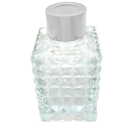 Frasco para Aromatizador e Difusor de Vidro Bucarest  com Tampa Prata - Transparente - 70ml - 1 unidade - Rizzo