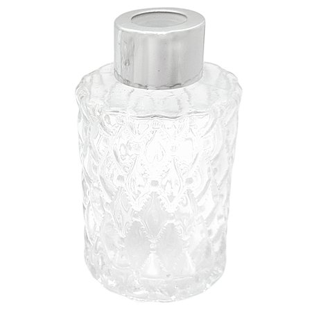 Frasco para Aromatizador e Difusor de Vidro Toulouse Com Tampa Prata - 70ml - 1 unidade - Rizzo