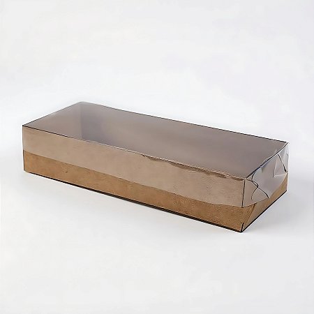 Caixa Retangular Acetato 69 - Fundo Kraft - 23,5x8,5x4,5cm - 20 unidades - CAC - Rizzo