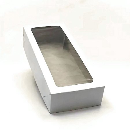 Caixa Retangular com Visor VG (27x11x5cm) Branca - 20 unidades - Rizzo