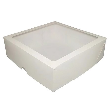 Caixa com Visor PV20 (20x20x6cm) Branca - 20 unidades - Rizzo