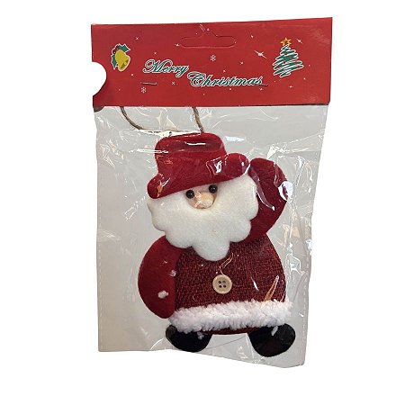 Enfeite Para Pendurar de Natal - Papai Noel Artesanal - Vermelho Branco - 14x10cm - 1 unidade - Rizzo