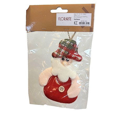 Enfeite Para Pendurar de Natal - Papai Noel Artesanal - Vermelho - 14,5x8cm - 1 unidade - Rizzo