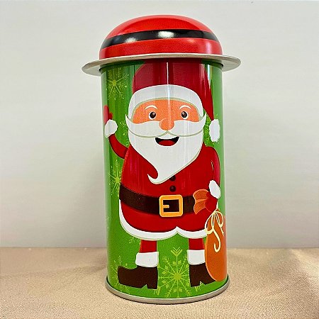 Lata De Metal De Natal - Papai Noel Acenando - 5,5x11cm - 1 unidade - Rizzo