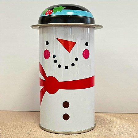 Lata De Metal De Natal - Boneco de Neve Nariz Pontudo - 5,5x11cm - 1 unidade - Rizzo