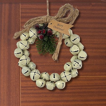Guirlanda De Natal Com Sinos - Branco - 16cm - 1 unidade - Rizzo