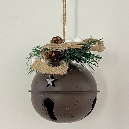 Enfeite Decorativo De Natal - Sino Marrom - 8cm - 1 unidade - Rizzo