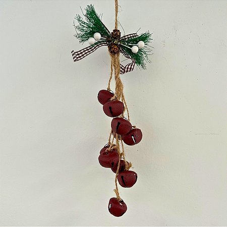 Enfeite Decorativo De Natal - Corda com Sinos Vermelhos - 25cm - 1 unidade - Rizzo