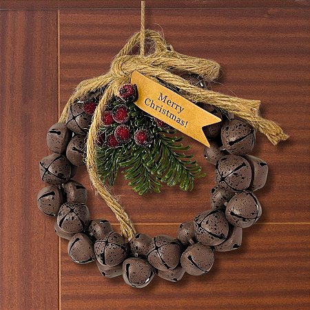Guirlanda De Natal Com Sinos -  Marrom - 16cm - 1 unidade - Rizzo