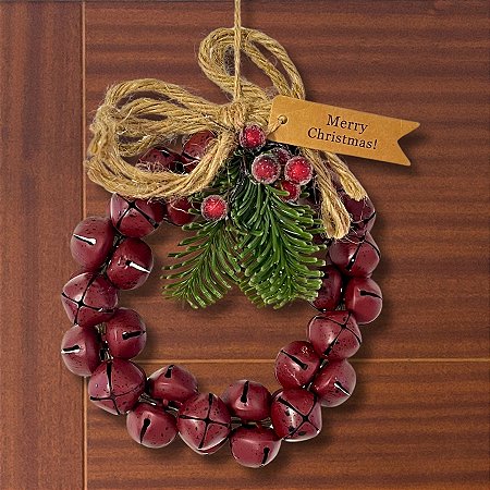 Guirlanda De Natal Com Sinos - Vermelho - 16cm - 1 unidade - Rizzo