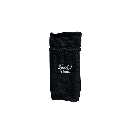 Kit Canetinhas Marcadores Para Colorir Touch Com Estojo Preto - 8x17x6cm - 12 unidades - Rizzo