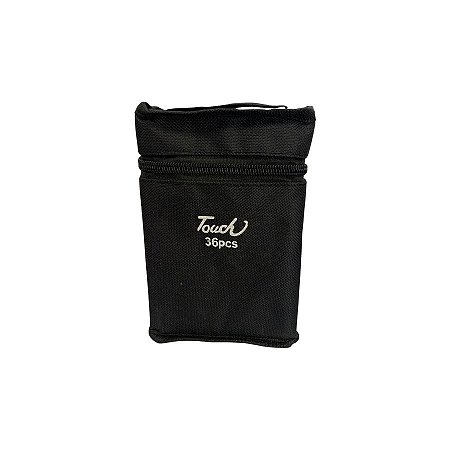 Kit Canetinhas Marcadores Para Colorir Touch Com Estojo Preto - 11,5x17x11cm - 36 unidades - Rizzo
