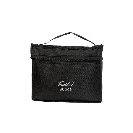 Kit Canetinhas Marcadores Para Colorir Touch Com Estojo Preto - 21x17x10,5cm - 80 unidades - Rizzo
