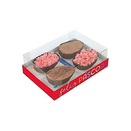 Caixa Degustação Para 4 Mini Ovos De 50g - Feelings - 15,8x10,6x6cm - 6 unidades - Cromus - Rizzo