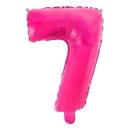 Balão De Festa Metalizado 16" 40cm - Número 7 Rosa - 1 unidade - Mundo Bizarro - Rizzo