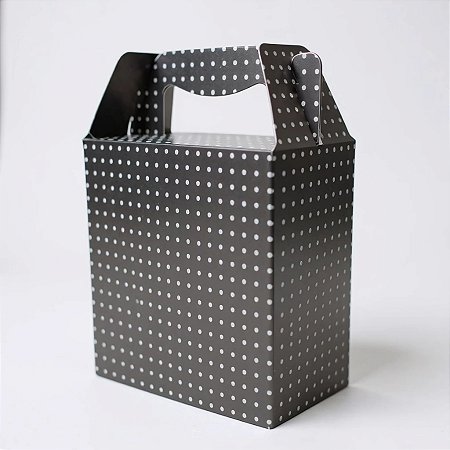 Caixa Sacolinha S2 (14x11x6cm) Preto com Bolinhas Brancas - 10 unidades - Assk - Rizzo