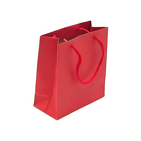 Sacola PPS Kraft Alça De Cordão - Vermelha - 7x6x3cm - 10 unidades - Rizzo