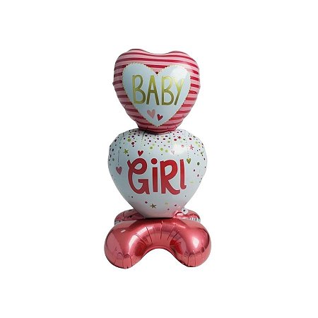 Balão De Festa Micro Foil 72x53cm - Rosa - Baby Girl - 1 unidade - Rizzo