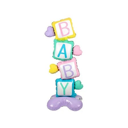 Balão De Festa Micro Foil 46x38x114cm - Baby - Cores Pasteis - 1 unidade - Rizzo