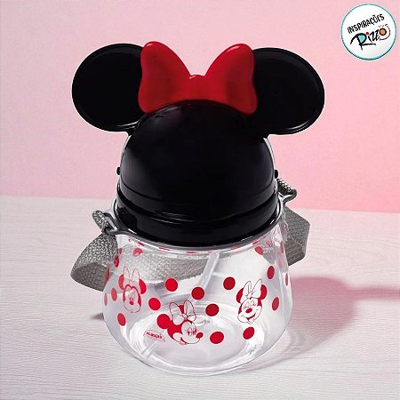 Garrafa com Alça e Canudo Minnie Mouse - 1,1l - 1 unidade - Disney Original - Rizzo