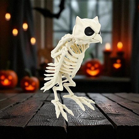 Enfeite Decorativo Halloween - Esqueleto Coruja - 31,5x11cm - 1 unidade - Cromus - Rizzo