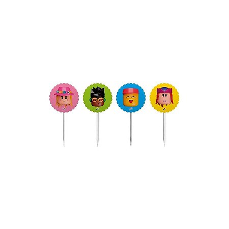 Toppers Para Doces e Salgados - Robô Bloco - 4cm - 8 unidades - Junco - Rizzo