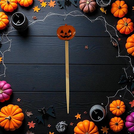 Pick Decorativo De Hallowen - Abobóra - Laranja - 8cm - 10 unidades - Rizzo