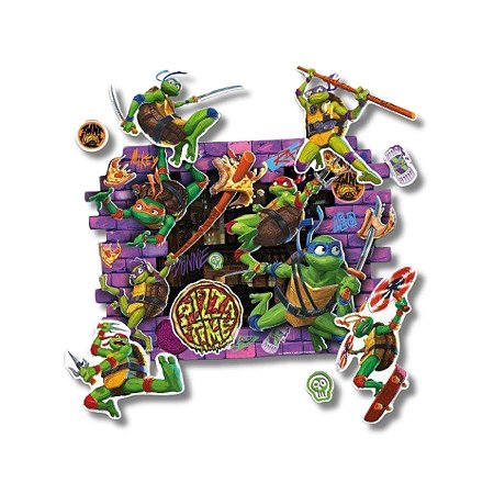 Kit Painel Decorativo - Tartarugas Ninja - 64x45cm - 1 unidade - Regina Festas - Rizzo