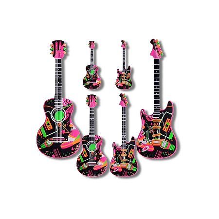 Painel Decorativo - Guitarra e Violão - Neon  - 1 unidade -  Nc Toys - Rizzo