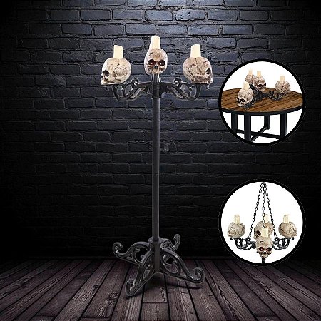 Enfeite Decorativo De Hallowen - Lustre Caveiras 3 em 1 -  72,5x154cm - 1 unidade - Cromus - Rizzo