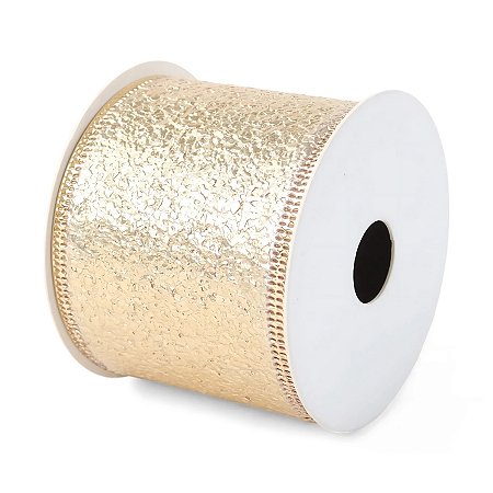 Fita Aramada Decorativa de Natal - Ouro - 6,3x914cm - 1 unidades - Cromus - Rizzo