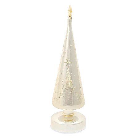 Vela Árvore de Natal Eletrônica com LED - Ouro - 9x30x9cm - 1 unidades - Cromus - Rizzo