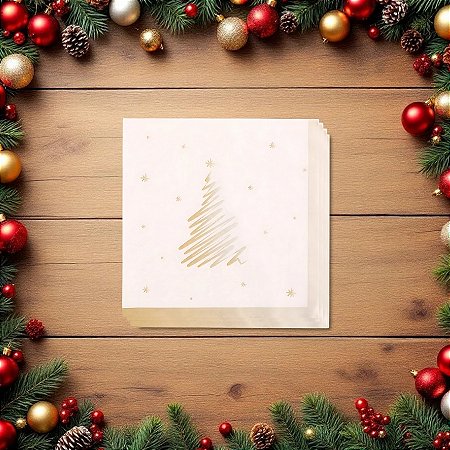 Guardanapo de Papel Natalino - Branco - 32,5x32,5cm - 20 unidades - Cromus - Rizzo