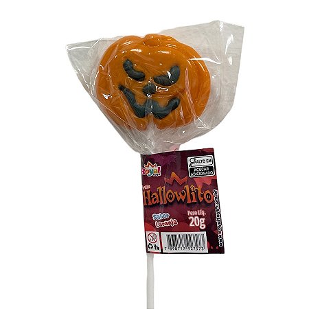 Pirulito Hallowlito Abóbora - Laranja - 20g - 1 unidade - Rizzo