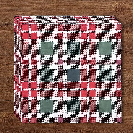Guardanapo De Papel Natalino - Xadrez Verde e Vermelho - 32,5x32,5cm - 20 unidades - Cromus - Rizzo