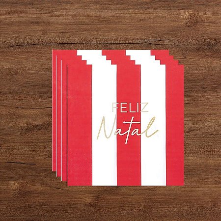 Guardanapo De Papel Natalino - Listrado Vermelho e Branco - 32,5x32,5cm - 20 unidades - Cromus - Rizzo