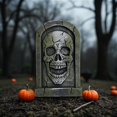 Enfeite Decorativo Halloween - Lápide Cranio Assustador - 40x25cm - 1 unidade - Cromus - Rizzo