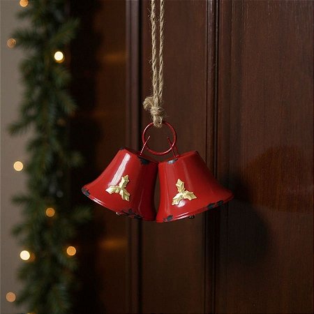 Enfeite Para Pendurar De Natal - Sinos Vermelhos - 32cm - 1 unidade - Cromus - Rizzo
