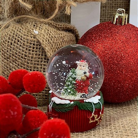 Enfeite Decorativo de Natal - Globo de Neve com Noel Com Pinheiro - 6,2cm - 1 unidade - Cromus - Rizzo