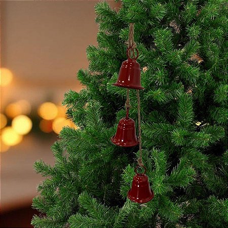 Enfeite Para Pendurar De Natal - Sinos Vermelhos - 47cm  - 1 unidade - Cromus - Rizzo