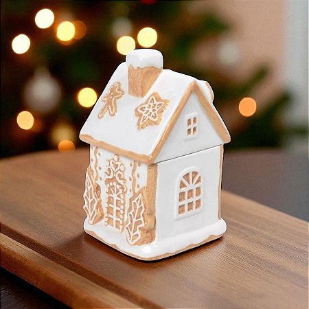 Enfeite Decorativo de Natal - Casinha Ginger Bread De Cerâmica - 23x13,5cm - 1 unidade - Cromus - Rizzo