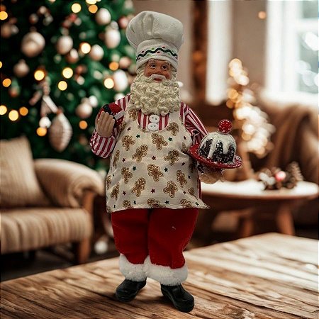 Papai Noel Confeiteiro Decorativo Em Pé - Vermelho e Branco - 30cm - 1 unidade - Rizzo