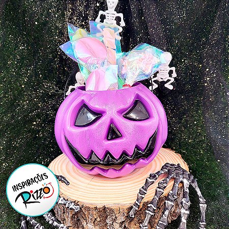 Baldinho de Halloween com Alça - Abóbora Roxo - 13x17cm - 1 unidade - Rizzo