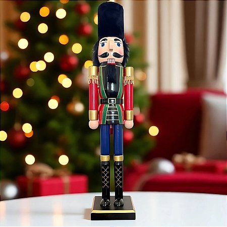Soldado de Chumbo de Madeira Grande - 12x60x12cm - Vermelho e Azul - 1 unidade - Rizzo