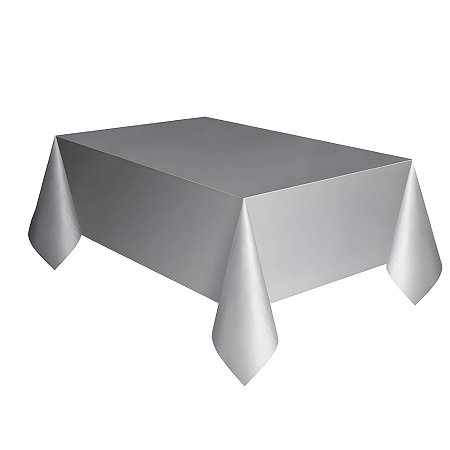 Toalha de Mesa de Plástico Laminado - Prata - 1,37x1,83m - 1 unidades - Rizzo